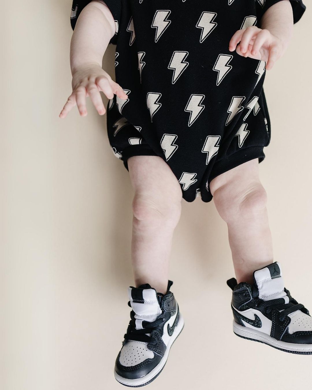 Black Bolts Short Sleeve Bubble Romper