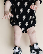 Black Bolts Short Sleeve Bubble Romper
