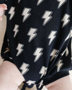 Black Bolts Short Sleeve Bubble Romper