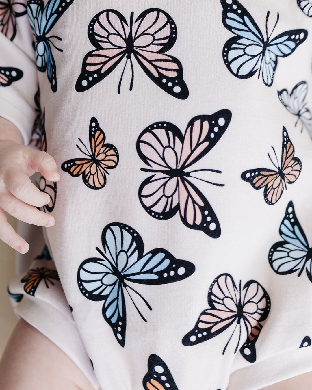 Baby Girl Butterflies Short Sleeve Bubble Romper