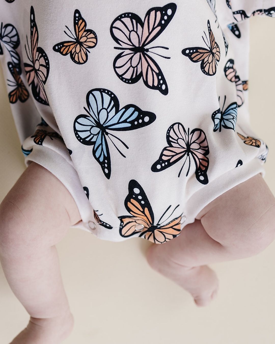 Baby Girl Butterflies Short Sleeve Bubble Romper
