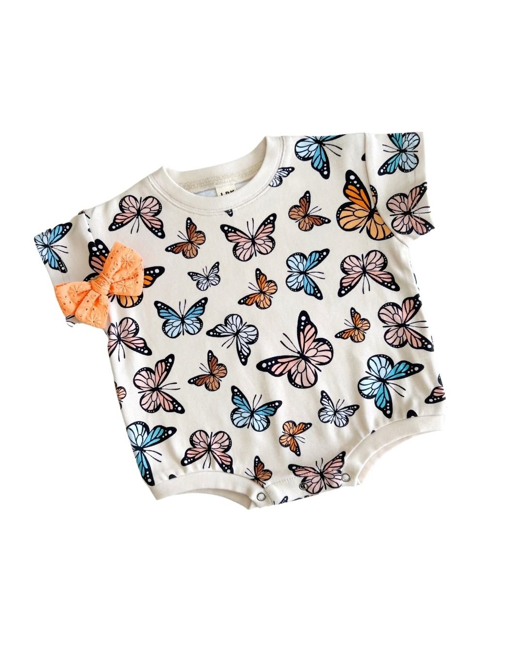 Baby Girl Butterflies Short Sleeve Bubble Romper