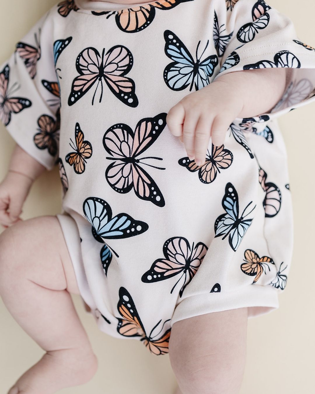 Baby Girl Butterflies Short Sleeve Bubble Romper