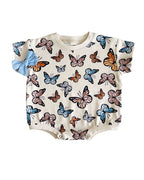 Baby Girl Butterflies Short Sleeve Bubble Romper