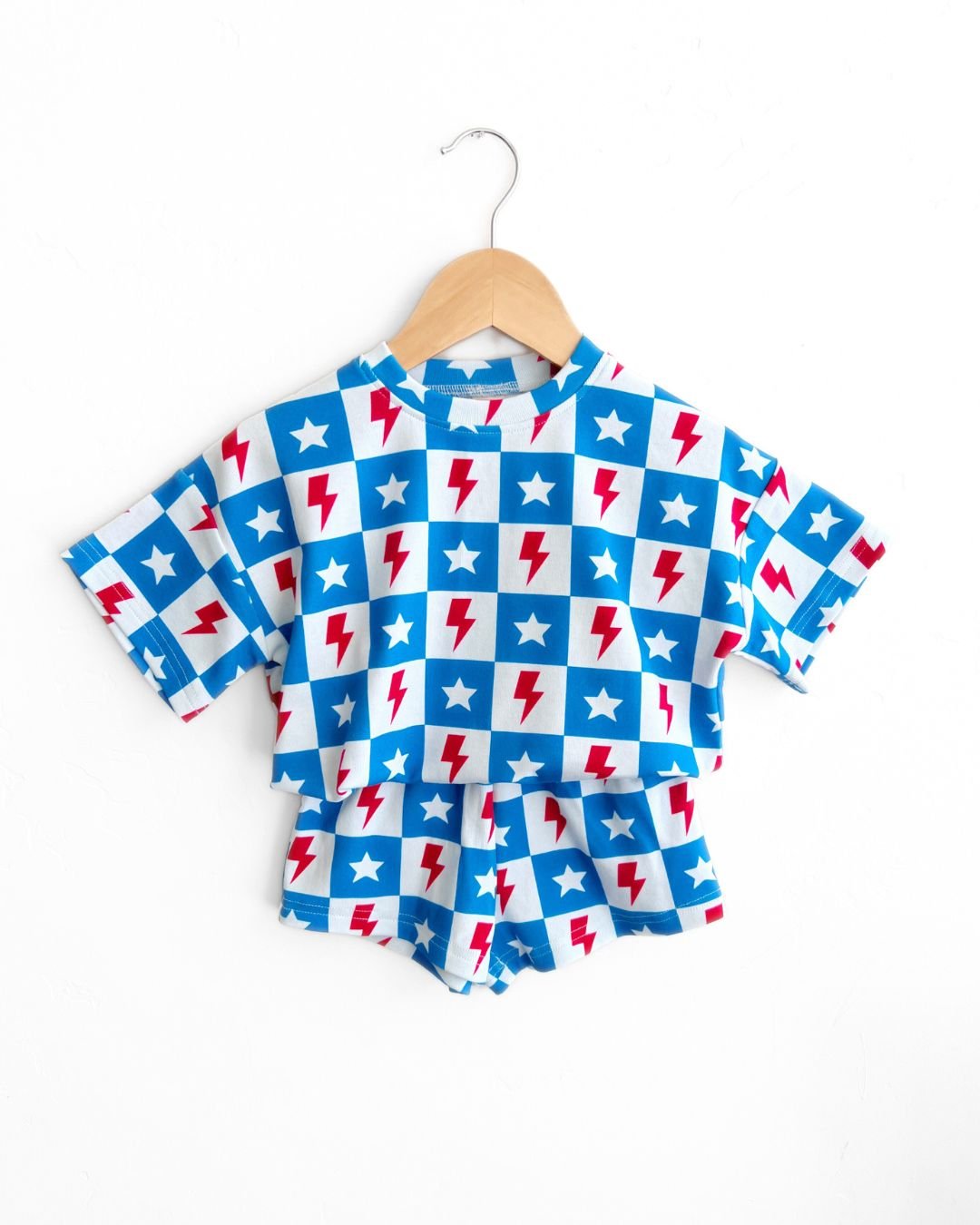 Checks & Star Shorts Set