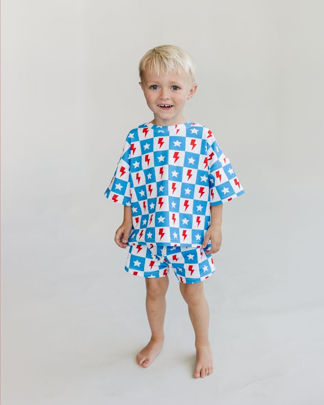 Checks & Star Shorts Set