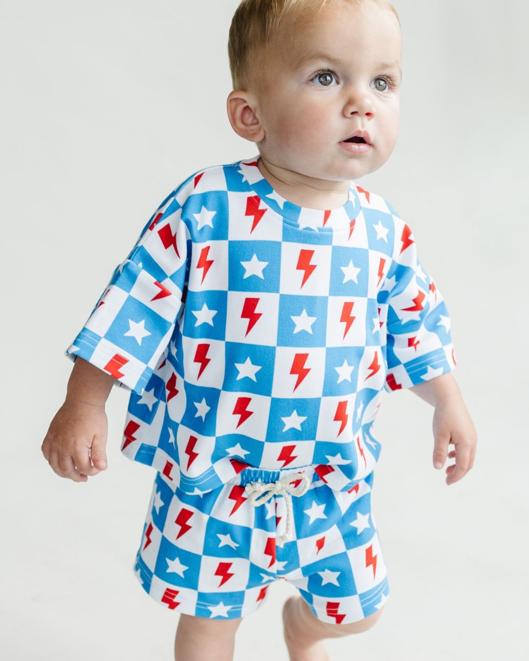 Checks & Star Shorts Set