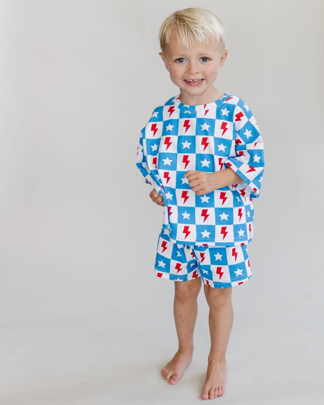 Checks & Star Shorts Set