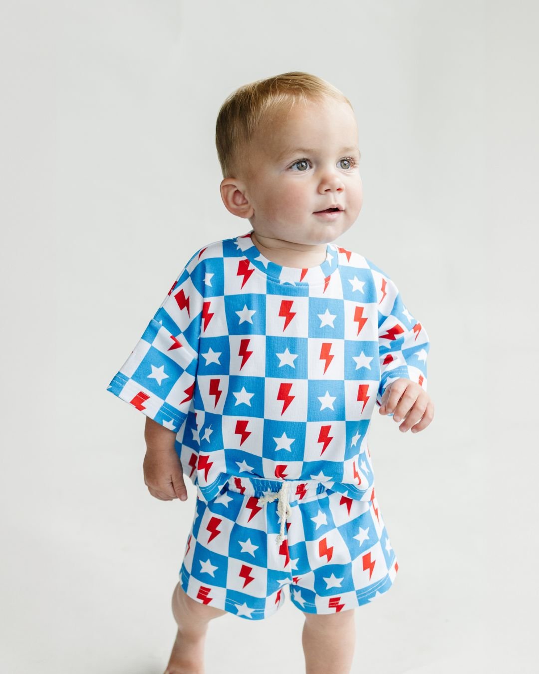 Checks & Star Shorts Set