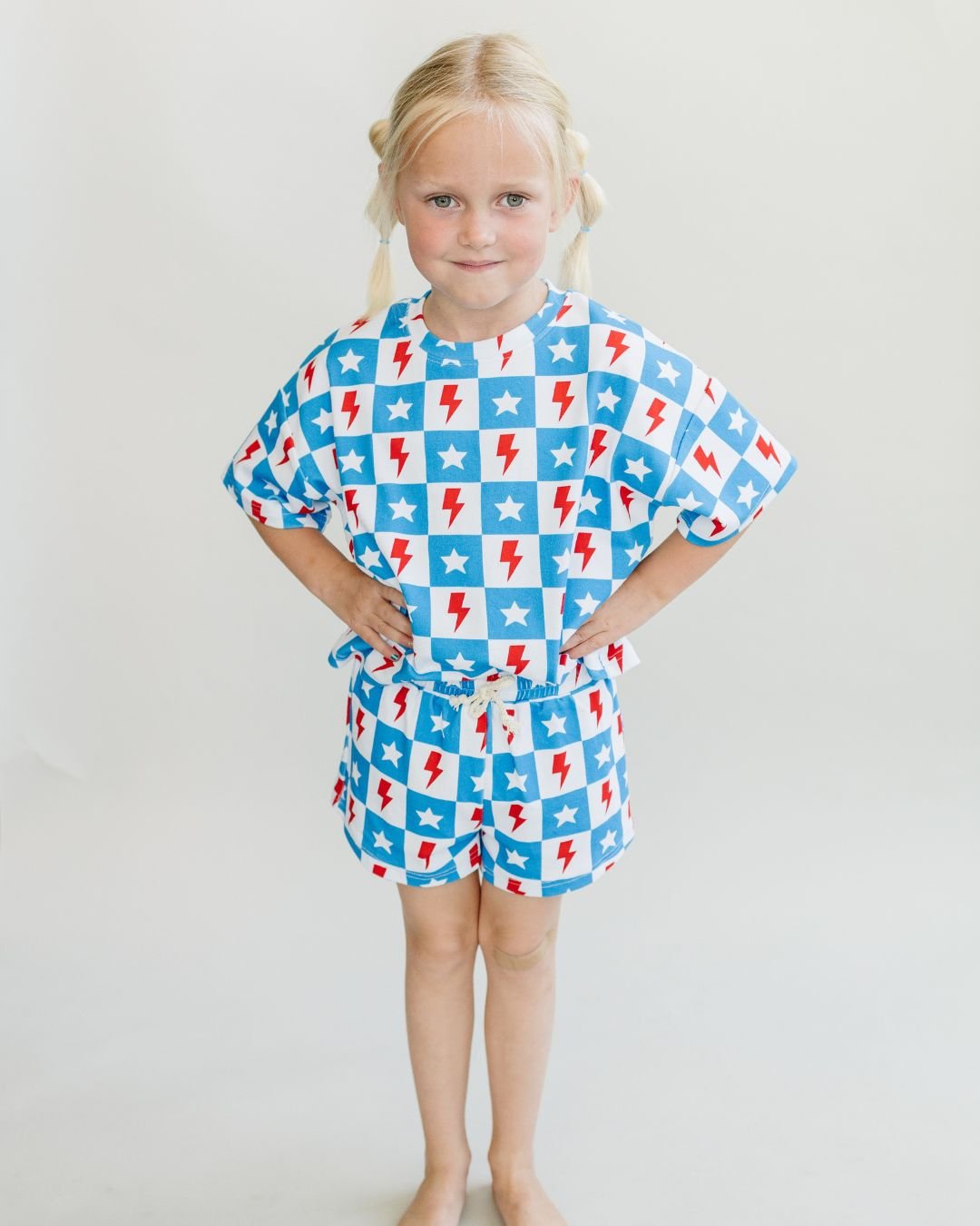 Checks & Star Shorts Set