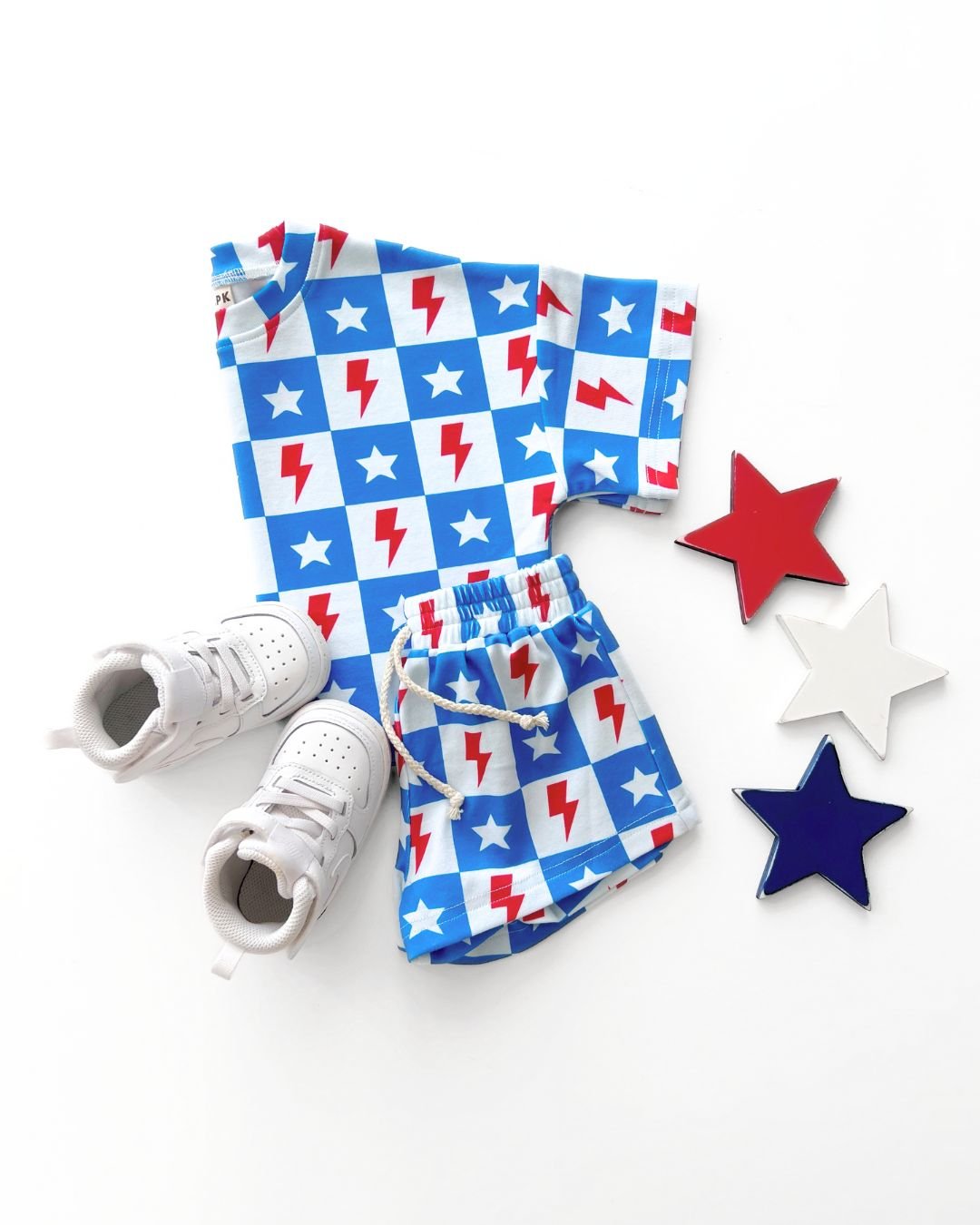 Checks & Star Shorts Set