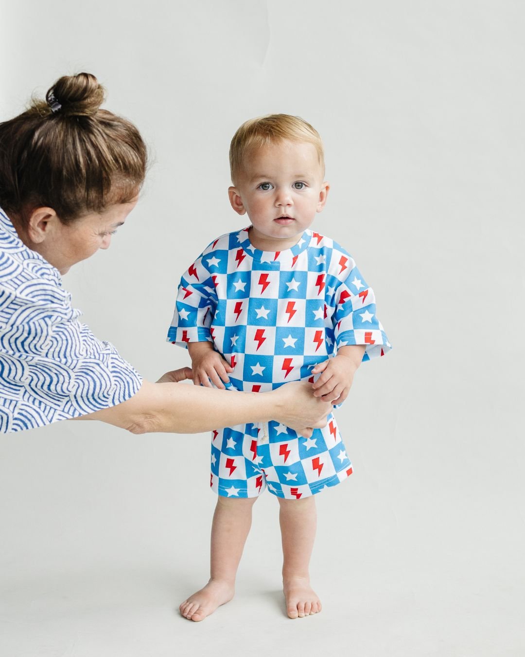 Checks & Star Shorts Set