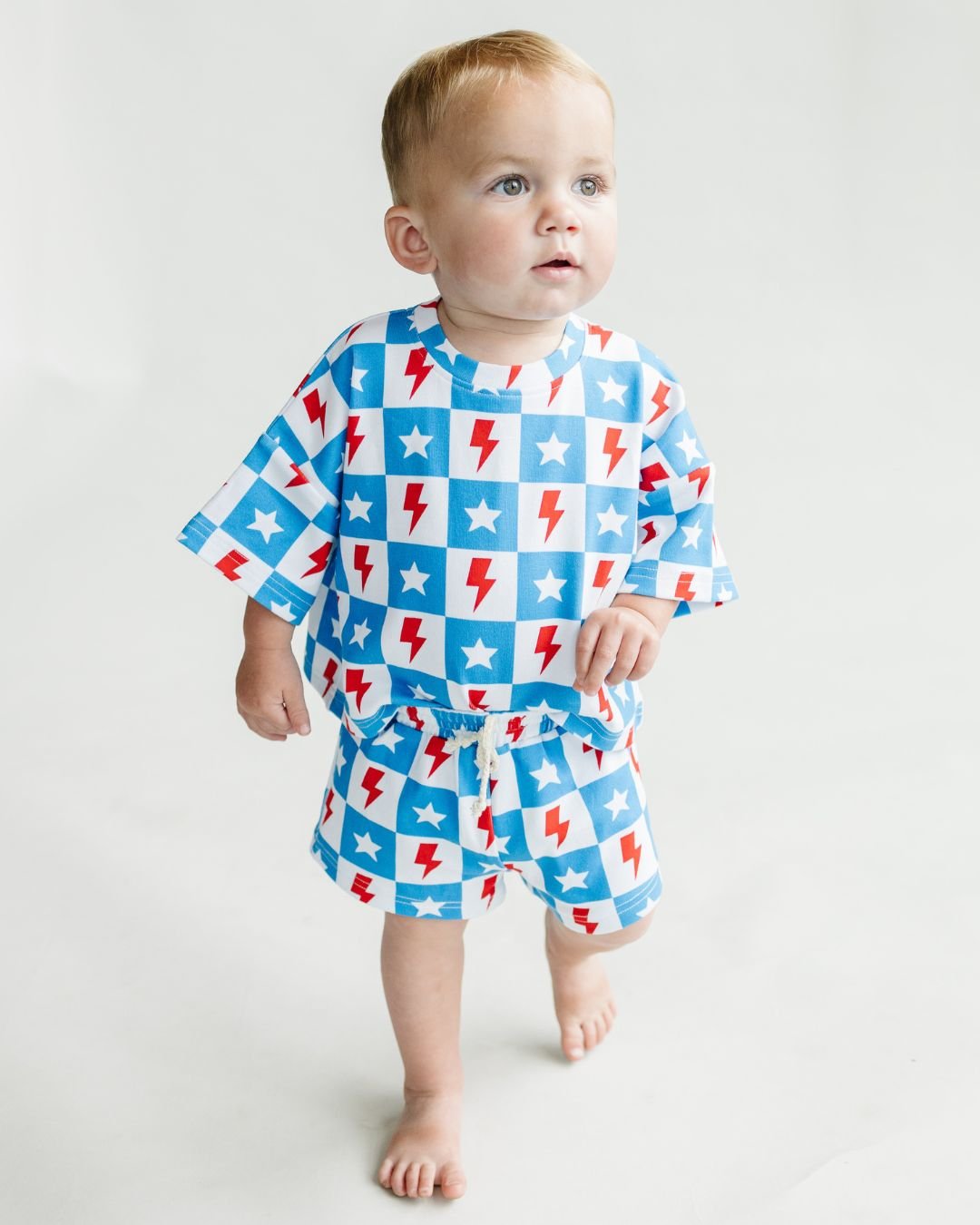 Checks & Star Shorts Set