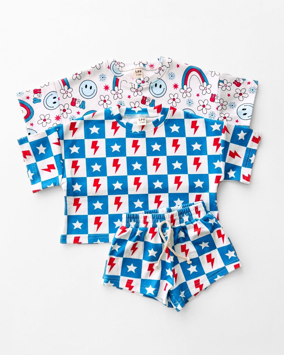 Checks & Star Shorts Set