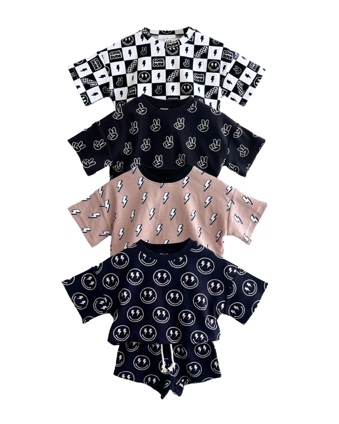Boys Electric Smiley Shorts Set