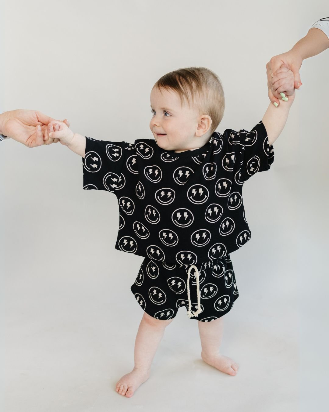 Boys Electric Smiley Shorts Set
