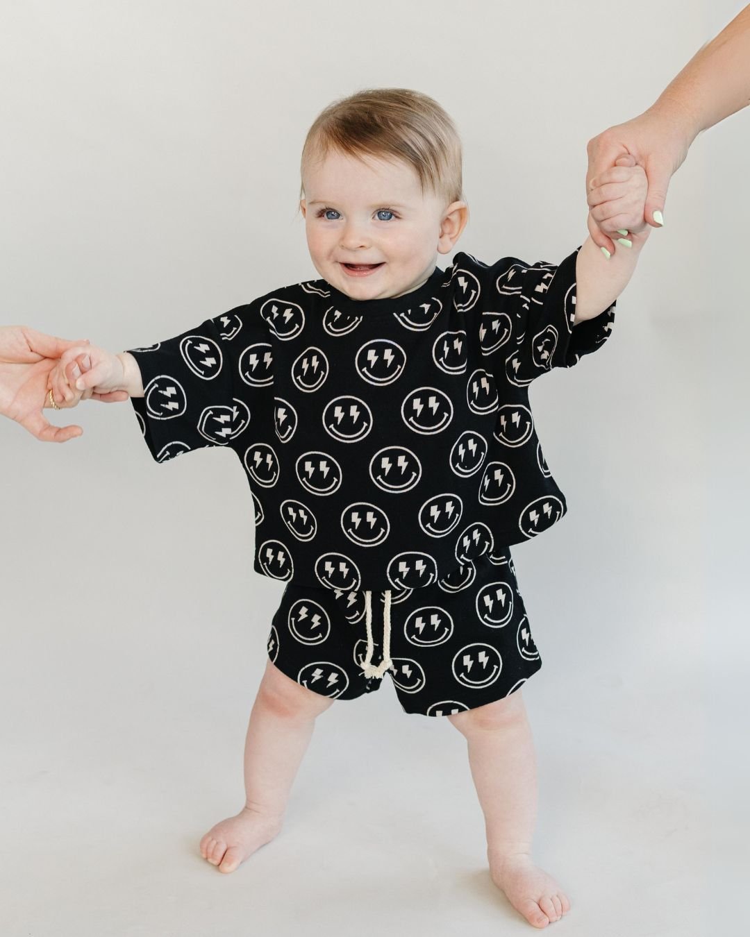 Boys Electric Smiley Shorts Set