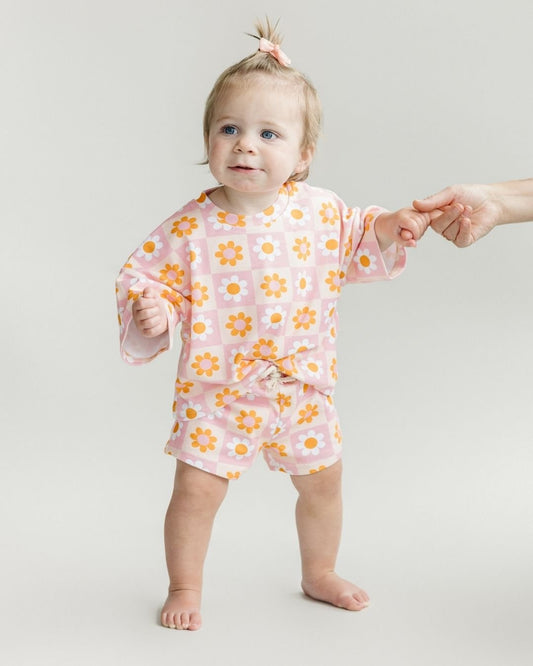 Girls Retro Daisy Shorts Set