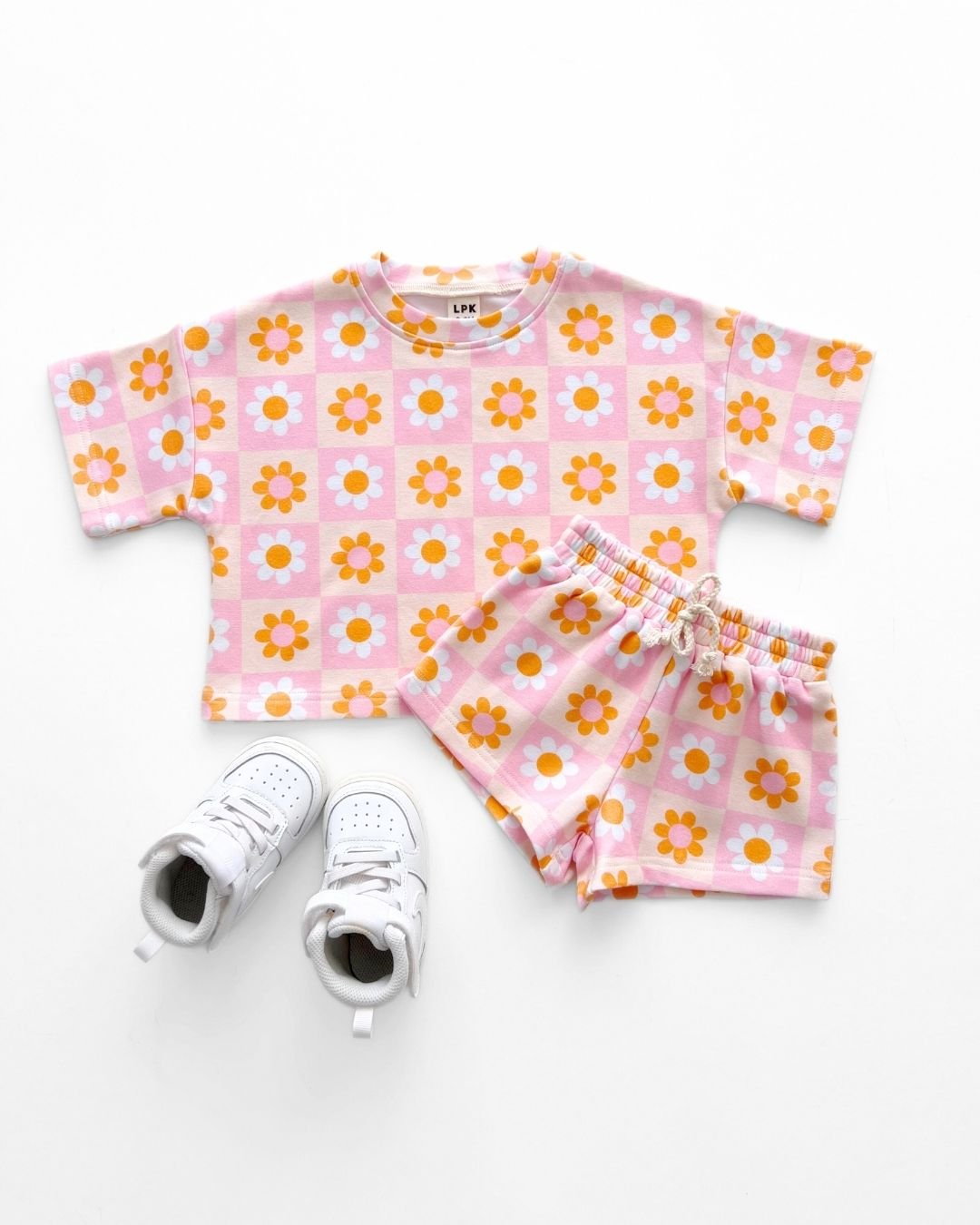 Girls Retro Daisy Shorts Set