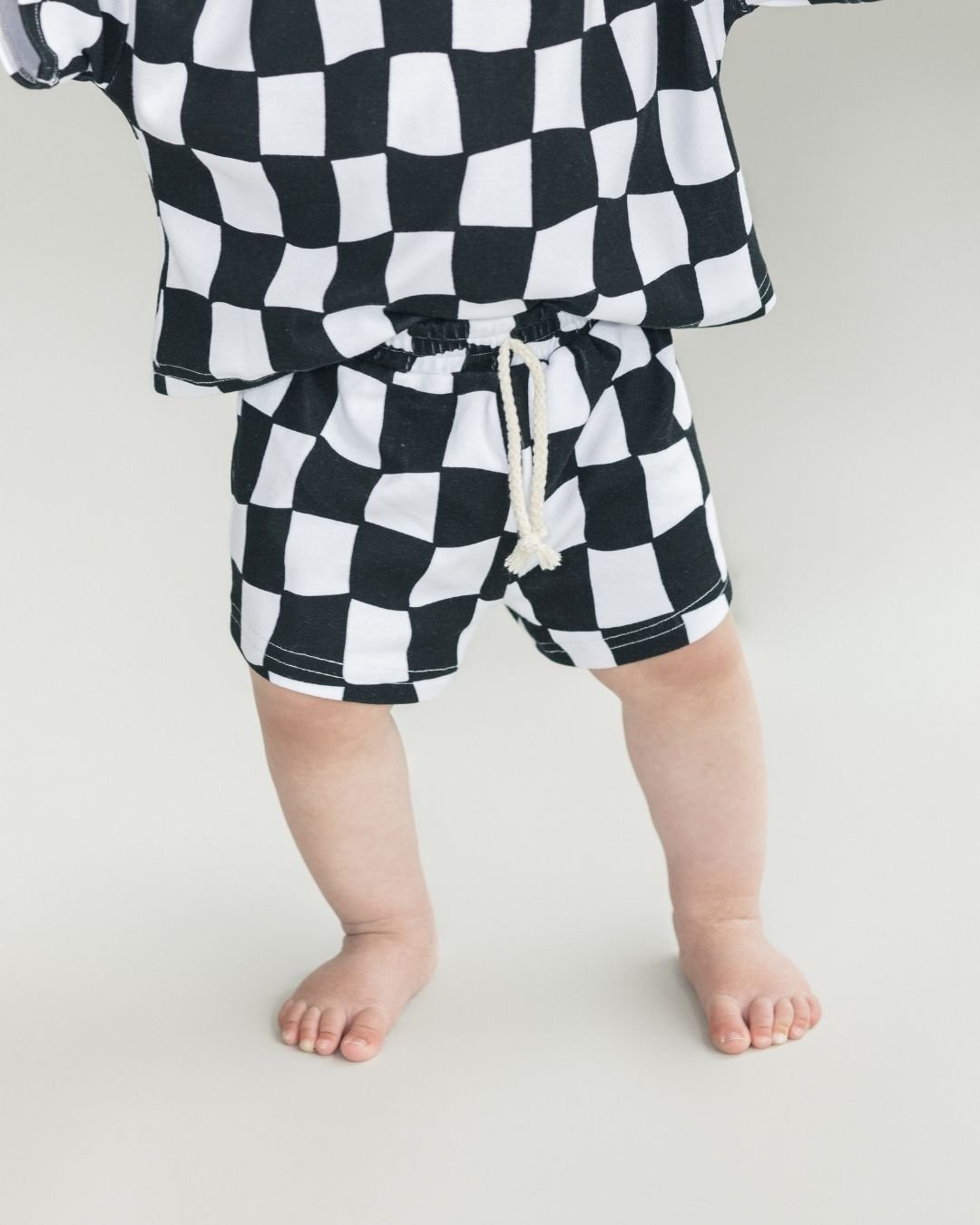 Wavy Checkered Shorts Set