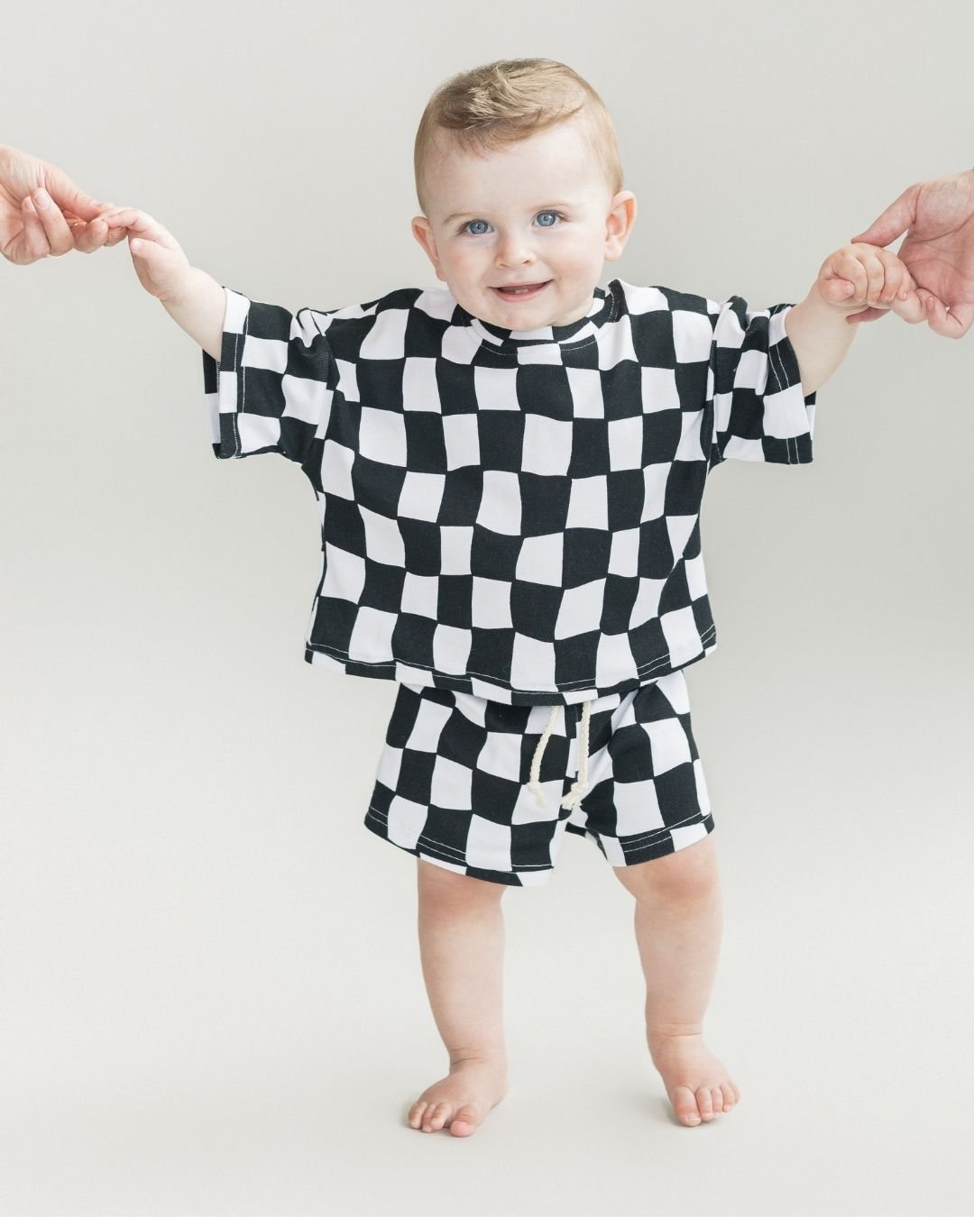 Wavy Checkered Shorts Set