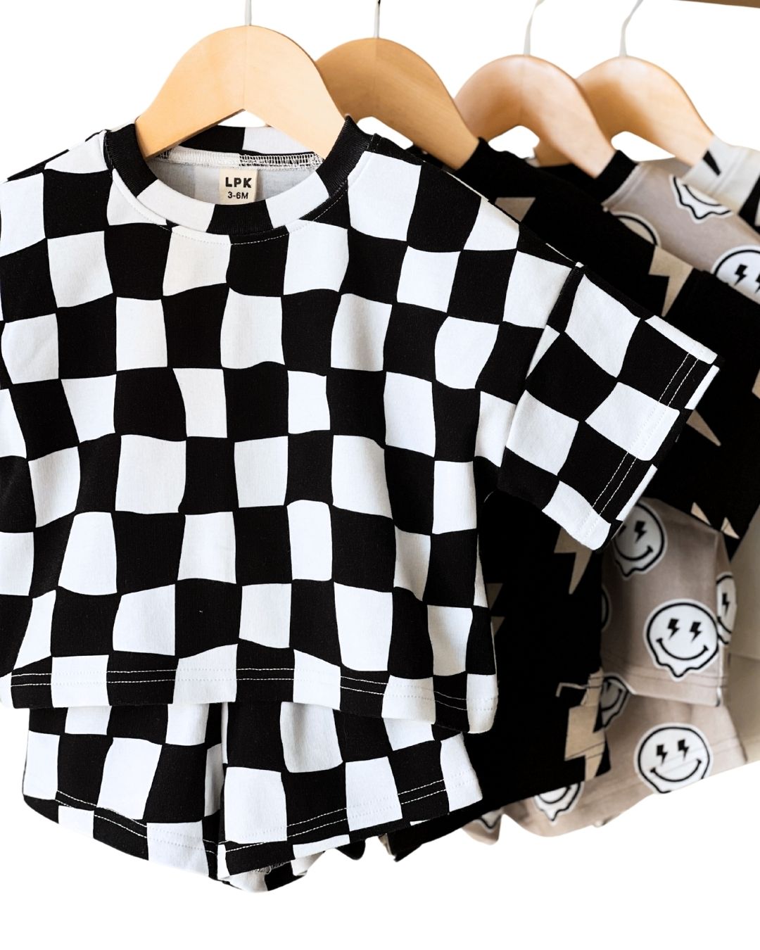 Wavy Checkered Shorts Set