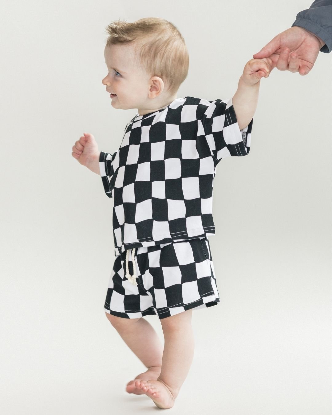 Wavy Checkered Shorts Set
