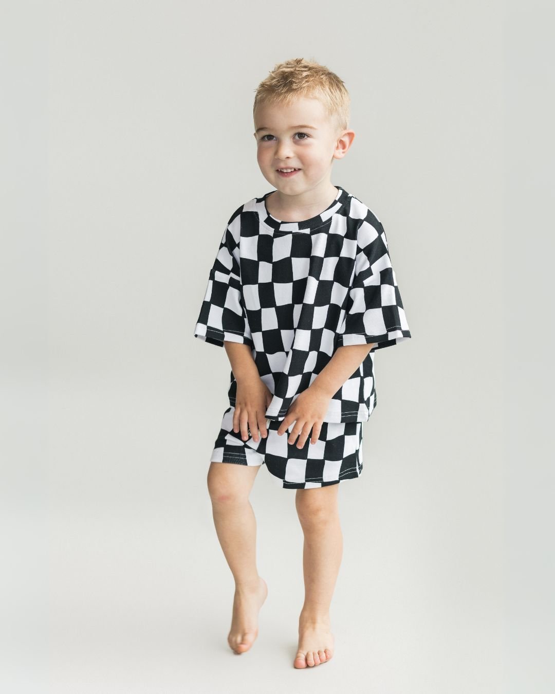 Wavy Checkered Shorts Set