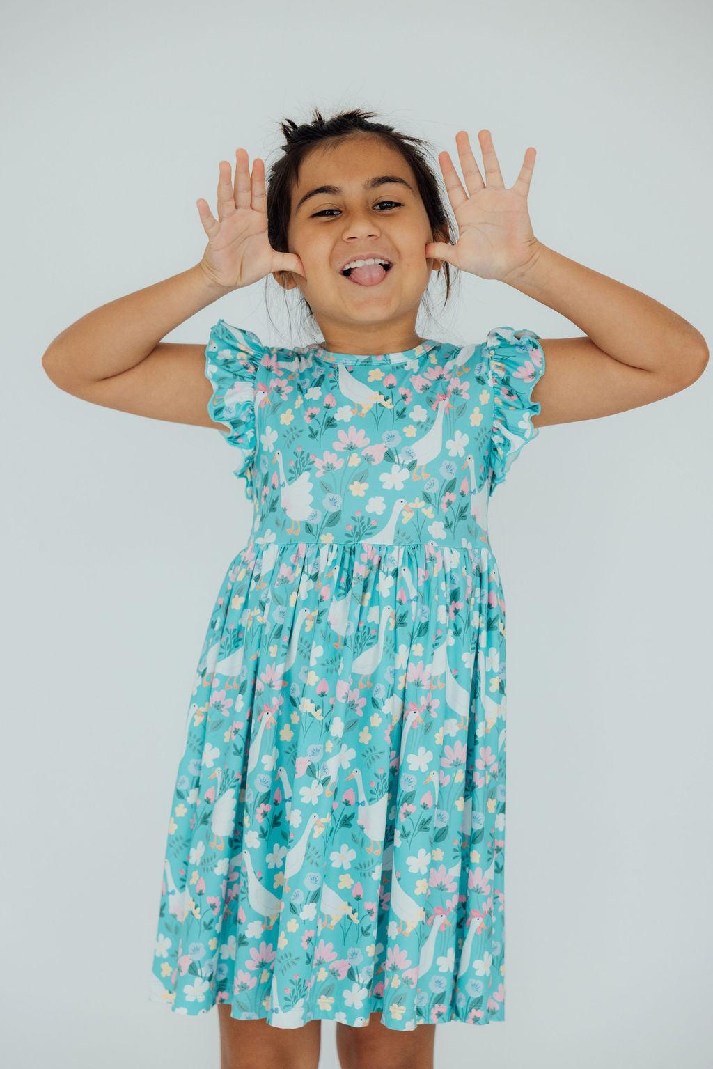 Silly Goose Flutter Sleeve Twirl Dress - Blissfully Lavender BoutiqueMila & Rose ®