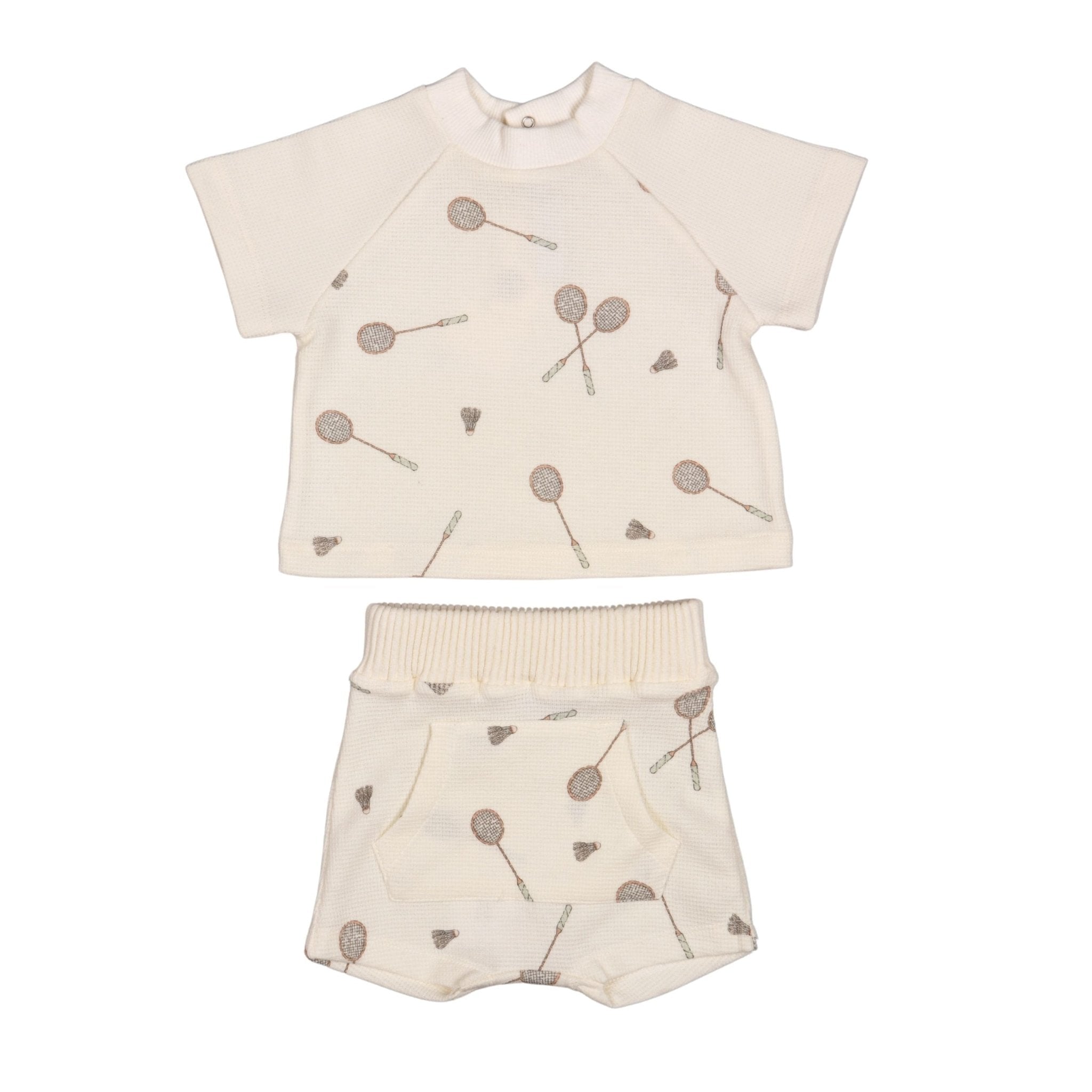 Simon Boys Badminton Print Waffle Cotton Shorts Set - Blissfully Lavender BoutiqueBebe Sweeny