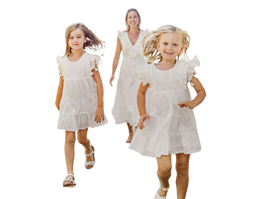 Sophie Girls' Tassel Dress White Eyelet