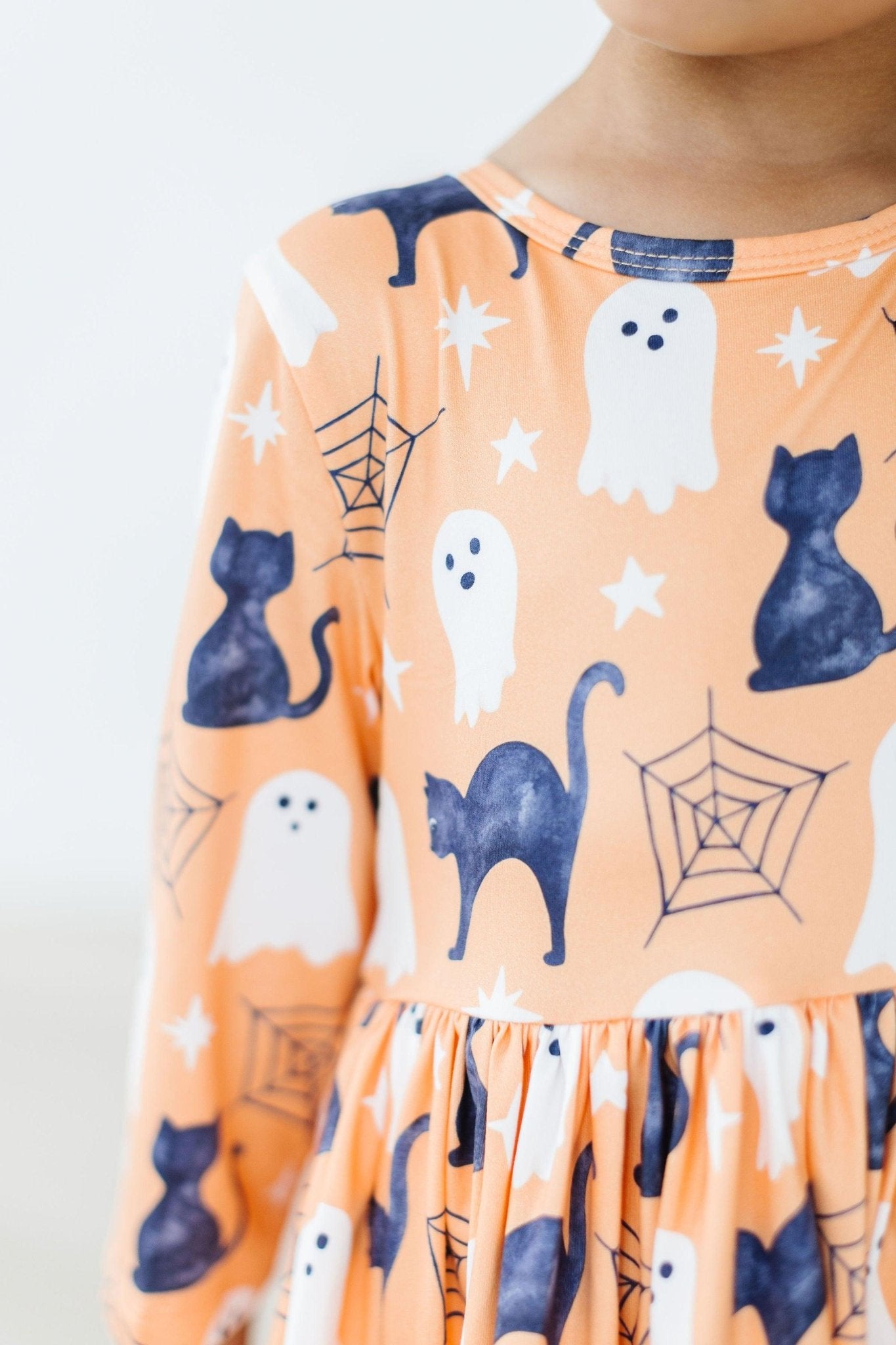 Spooky Kitty 3/4 Sleeve Pocket Twirl Dress - Blissfully Lavender BoutiqueMila & Rose ®