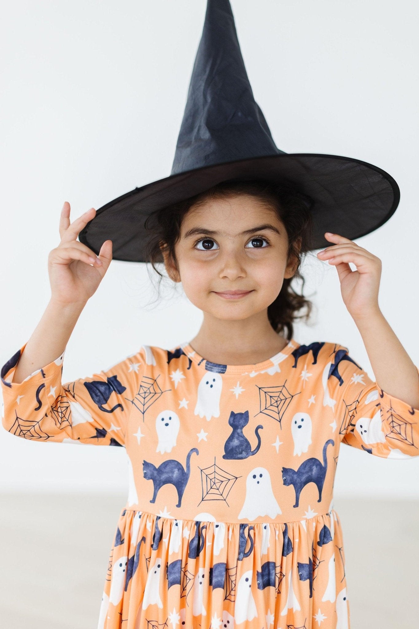 Spooky Kitty 3/4 Sleeve Pocket Twirl Dress - Blissfully Lavender BoutiqueMila & Rose ®
