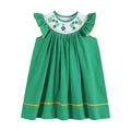 St. Patrick's Day Shamrock Green Smocked Bishop Dress