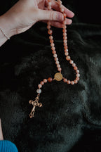 St. Teresa of Avila Rosary – Fiery Matte Stone & Gold - Blissfully Lavender BoutiqueBlessed Is She