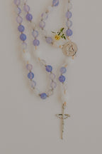 St. Teresa of Calcutta Rosary – Blue & White Beads - Blissfully Lavender BoutiqueAbundantly Yours Shop