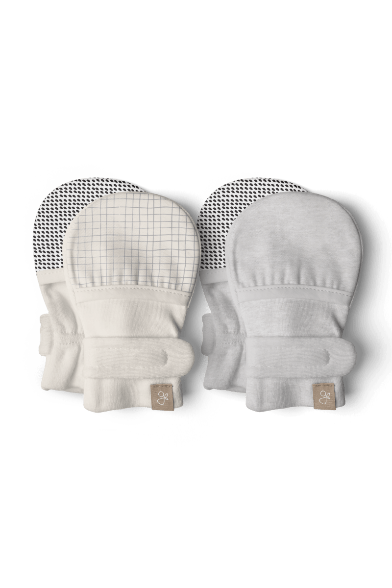 Stay-On Baby Mittens – Storm Gray + Gridlock (2-Pack)