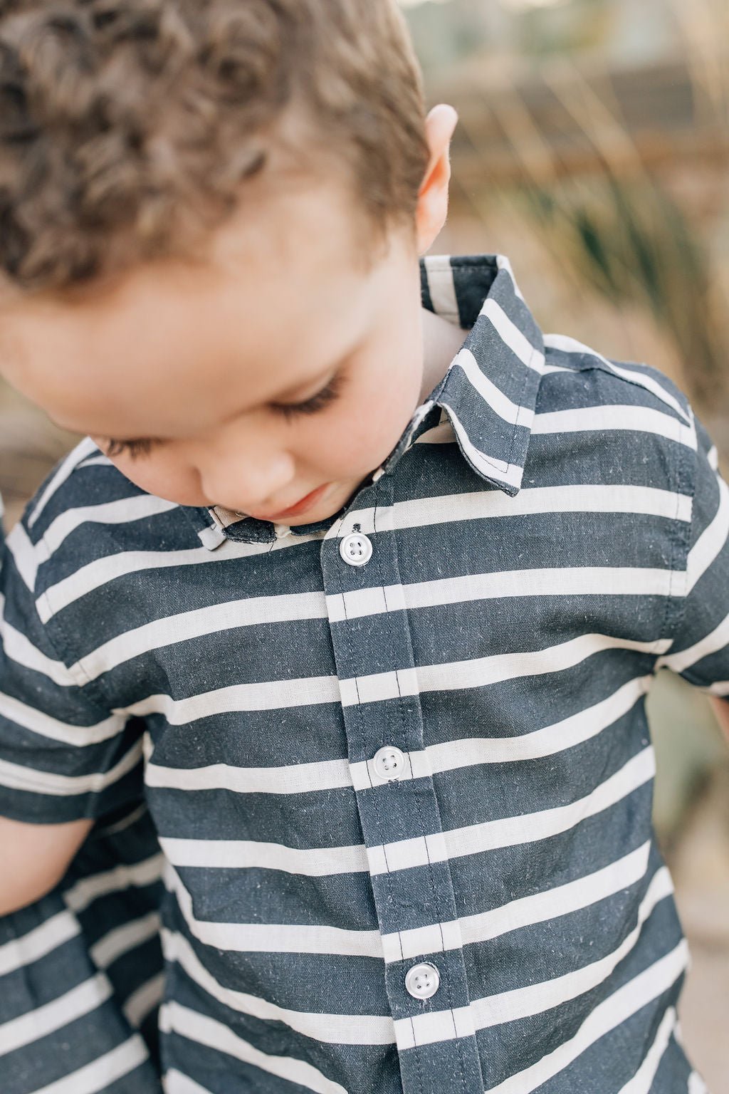 Stripe Linen Button Up Shirt - Blissfully Lavender BoutiqueMebie Baby