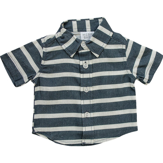 Stripe Linen Button Up Shirt - Blissfully Lavender BoutiqueMebie Baby