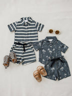 Stripe Linen Button Up Shirt - Blissfully Lavender BoutiqueMebie Baby