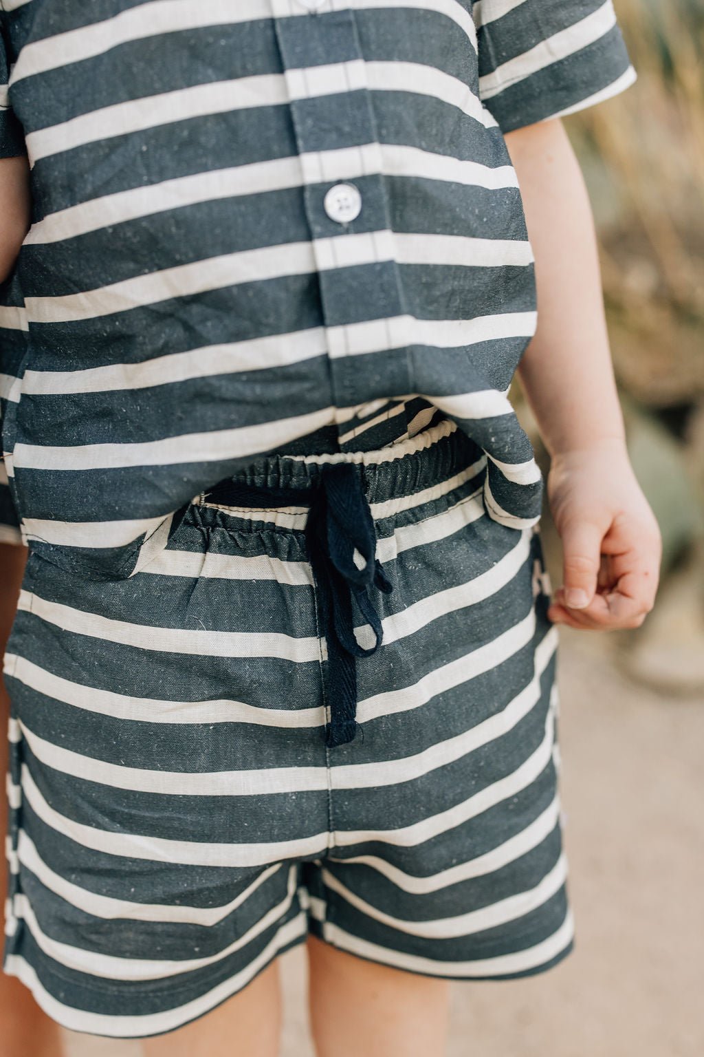 Stripe Linen Cotton Shorts - Blissfully Lavender BoutiqueMebie Baby