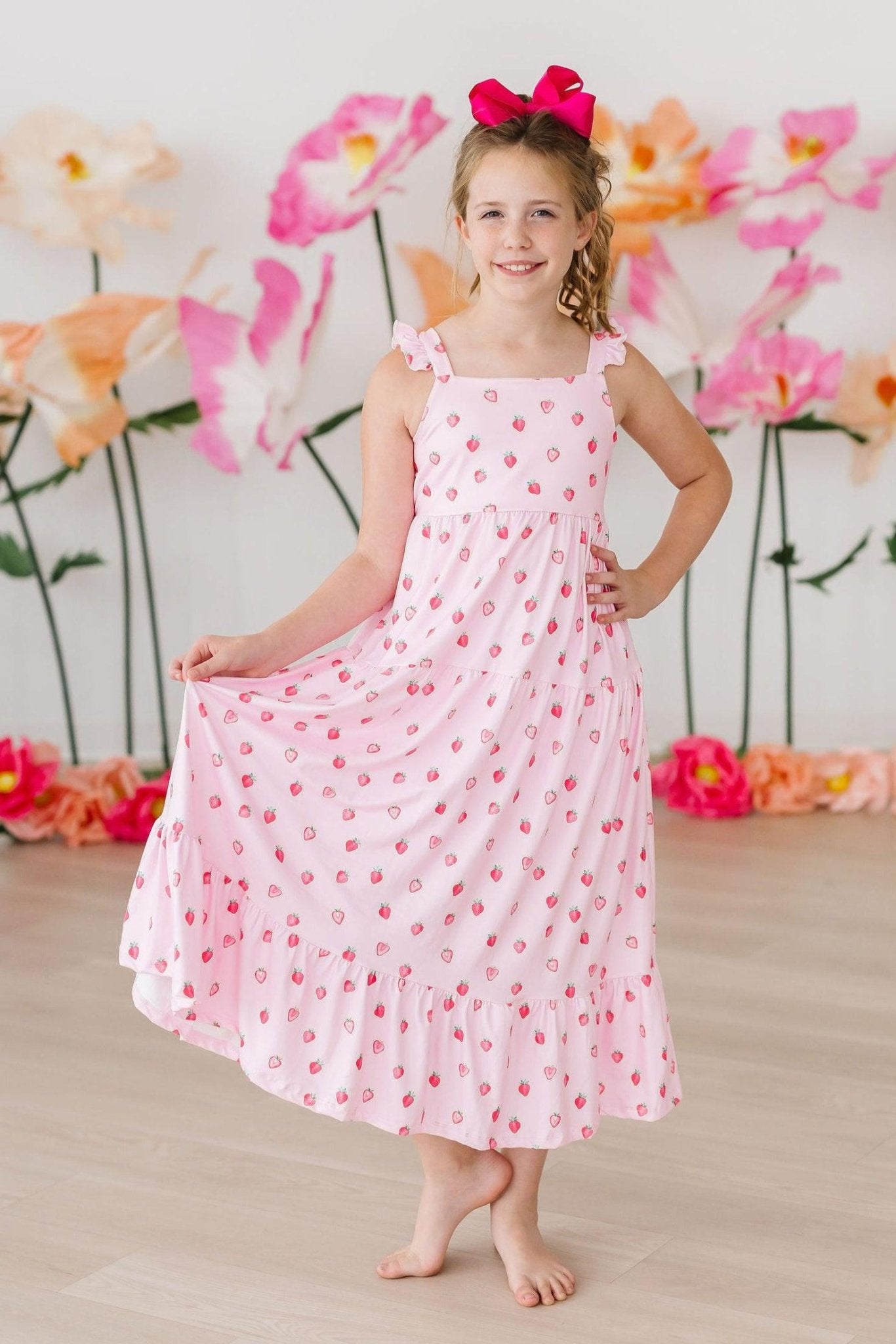 Sweet Strawberries Ruffle Maxi Dress - Blissfully Lavender BoutiqueMila & Rose ®