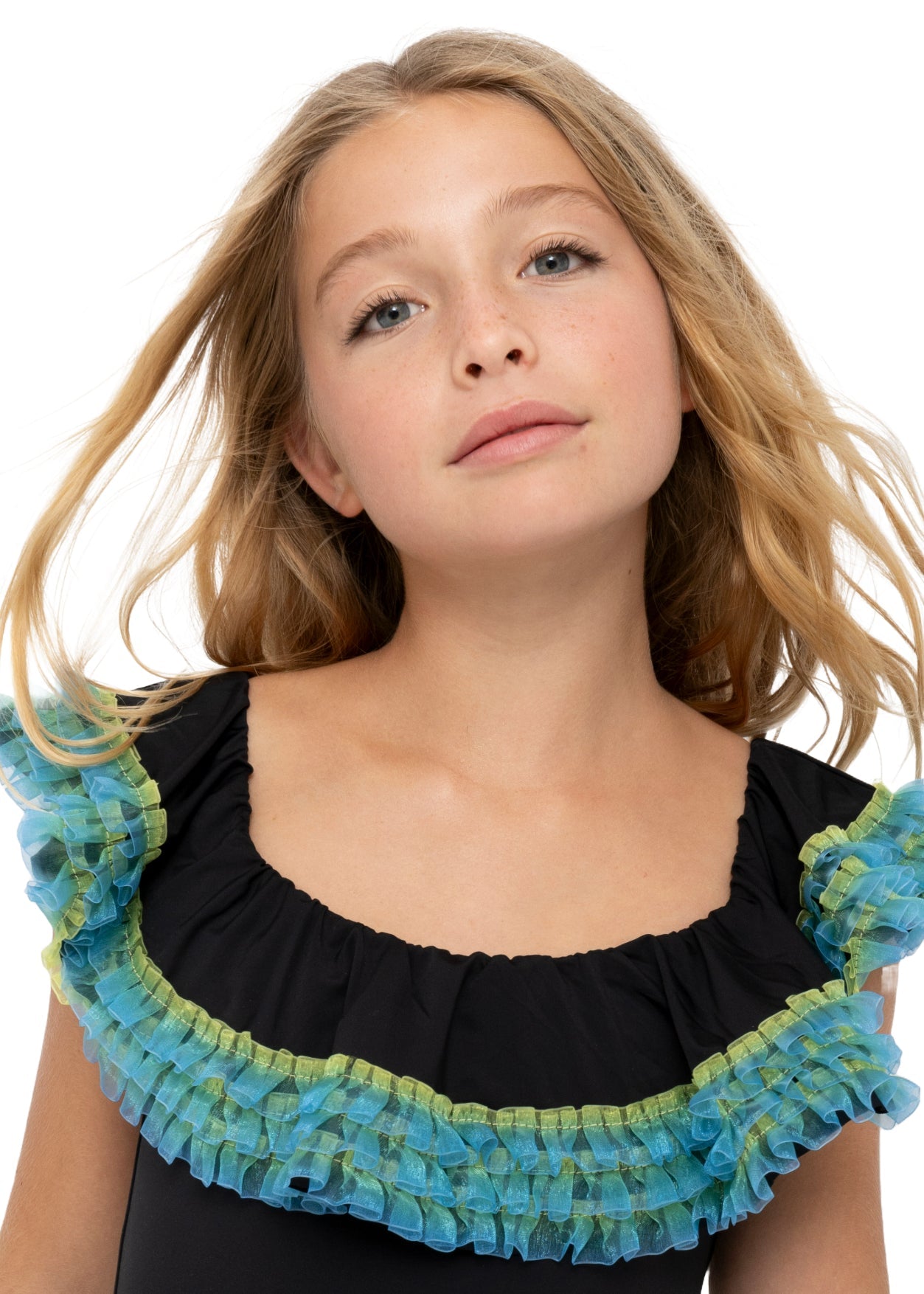 Black Swimsuit with Anemone