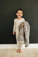 Taupe Checkered Bamboo Cozy Pajama Set - Blissfully Lavender BoutiqueMebie Baby