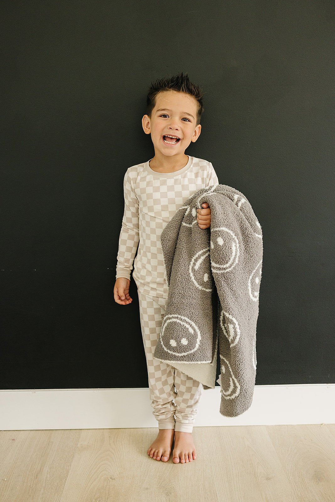 Taupe Checkered Bamboo Cozy Pajama Set - Blissfully Lavender BoutiqueMebie Baby
