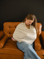 Taupe Checkered Bamboo Multi - Use Cover - Blissfully Lavender BoutiqueMebie Baby