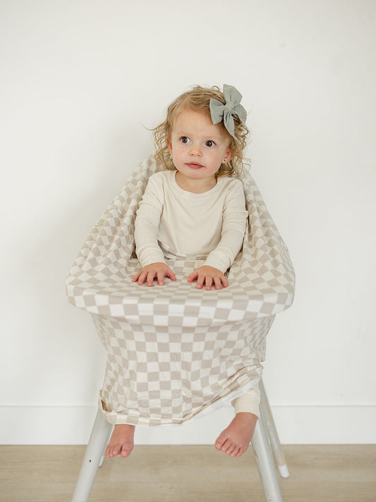 Taupe Checkered Bamboo Multi - Use Cover - Blissfully Lavender BoutiqueMebie Baby