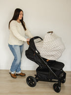 Taupe Checkered Bamboo Multi - Use Cover - Blissfully Lavender BoutiqueMebie Baby