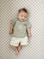 Taupe Checkered Bamboo Stretch Crib Sheet - Blissfully Lavender BoutiqueMebie Baby