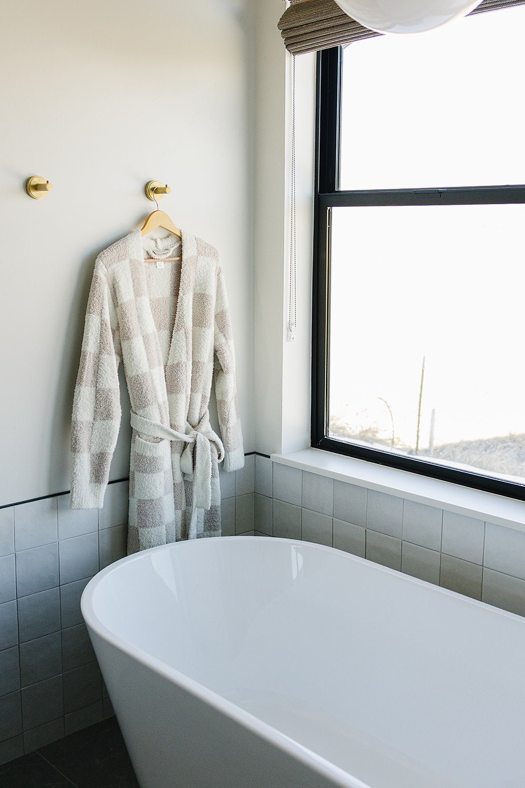 Taupe Checkered Women’s Robe - Blissfully Lavender BoutiqueMebie Baby